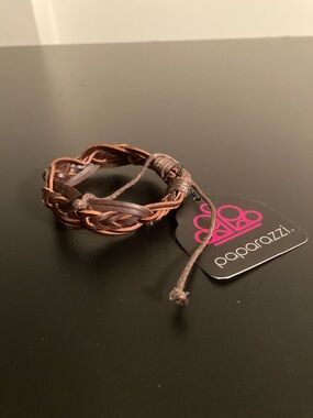 Paparazzi Braided Brown and Tan Leather Wrap Bracelet